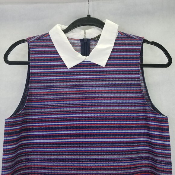 ZARA Trafaluc Shirt Dress Women S Multicolored Stripe Sleeveless Collared Zip Up - Picture 3 of 11
